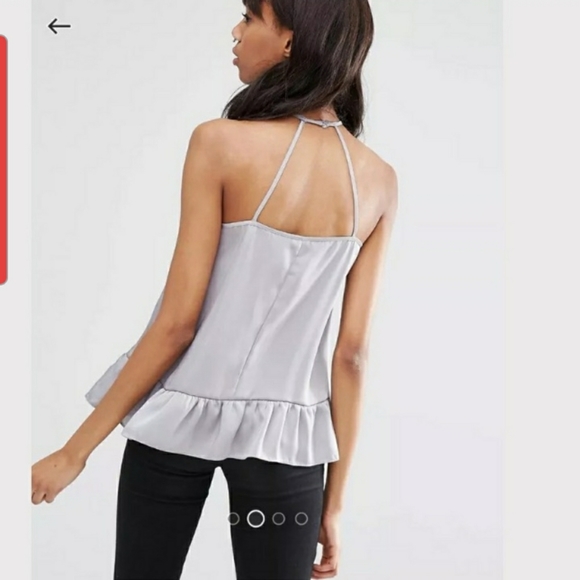 ASOS brand silvery lilac satiny halter ruffle blouse size 8 - Picture 5 of 14